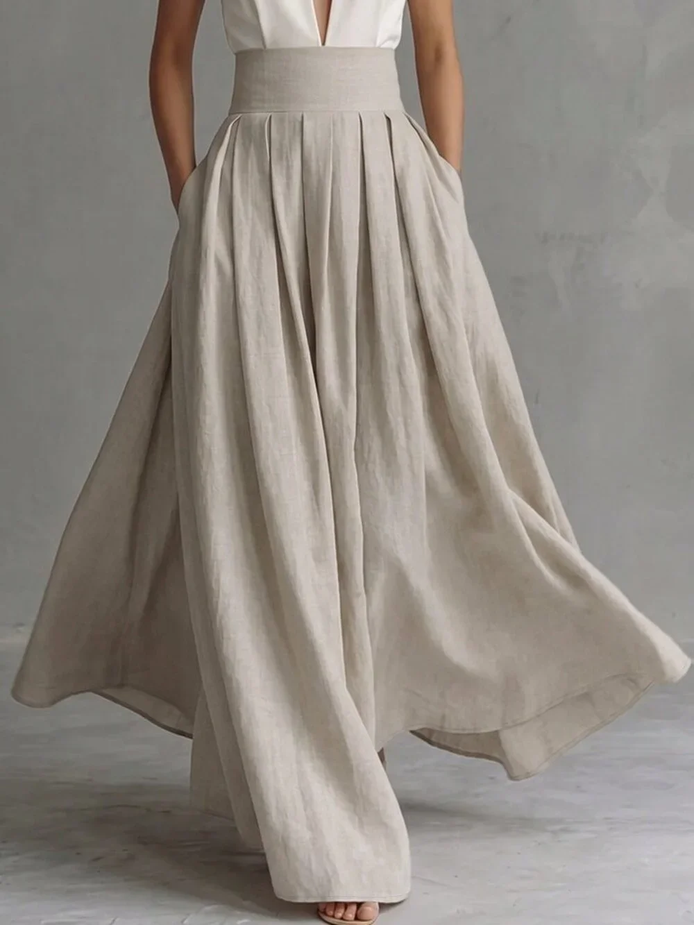 Beige Casual Women's Elegant Loose Skirt